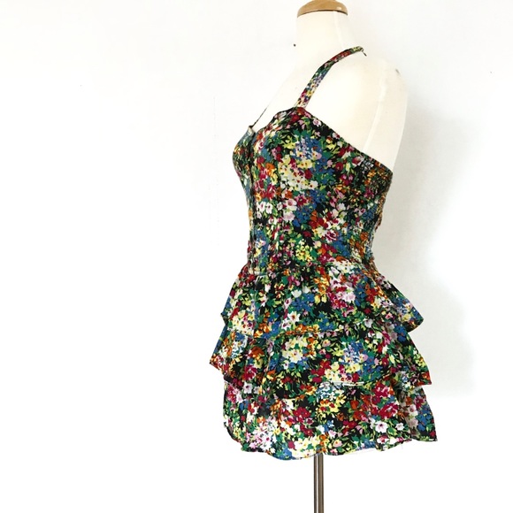 SOLD. Floral Sweetheart Bust Layered Ruffle Dress - Picture 3 of 5